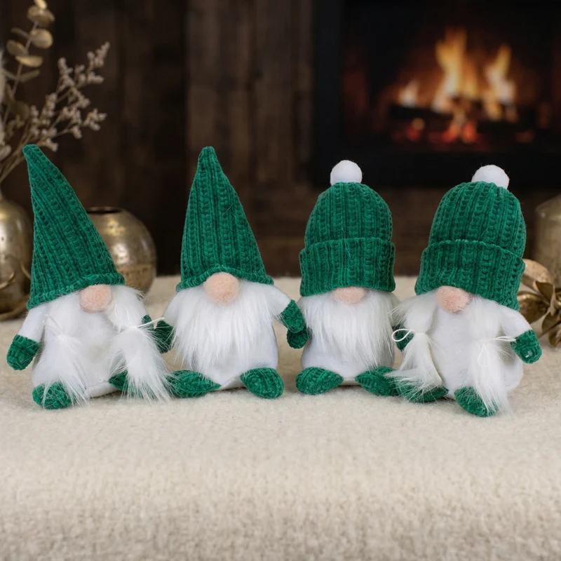Weihnachtswichtel 14 cm, 4 Designs, sitzend, 4 Stück | Weihnachtsdekoration