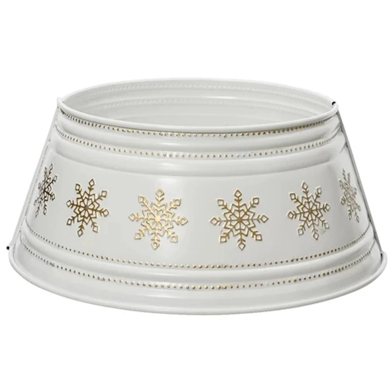 Baumring aus Eisen Schneeflocke Weiß Gold 57 x 25 cm