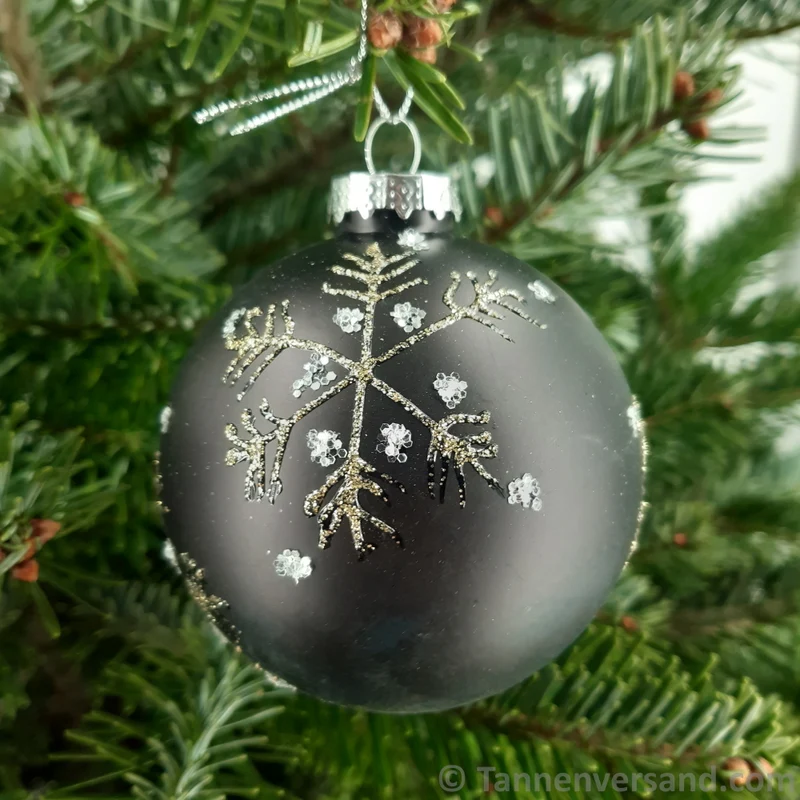 Weihnachtskugel aus Glas Schwarz Gold Motiv 8 cm 12er Set