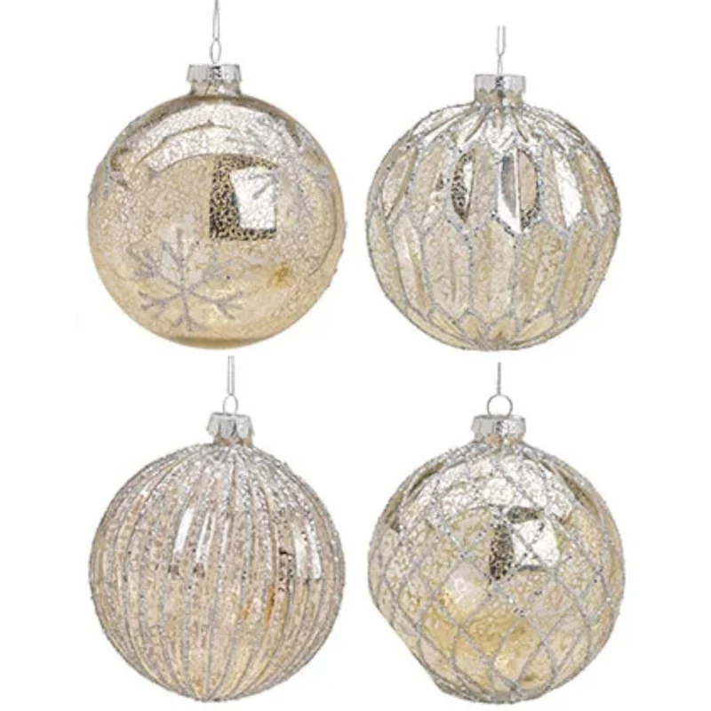 Weihnachtskugel aus Glas Silber 10 cm 8er Set