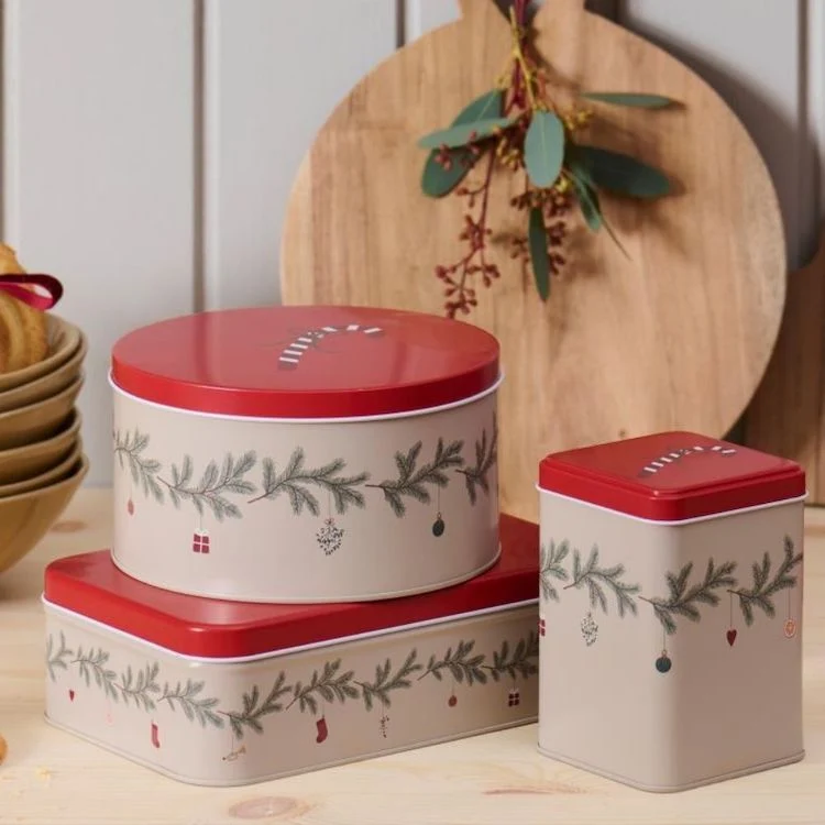 Ib Laursen Plätzchendose Weihnachtsgirlande hoch beige