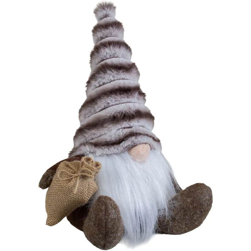 Weihnachtswichtel sitzend 30 cm – 3 Designs mit langen Plüschmützen, Vollbart & kleinen Geschenksäckchen