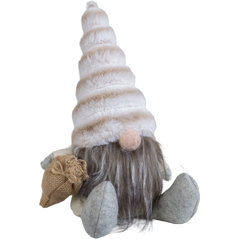 Weihnachtswichtel sitzend 30 cm – 3 Designs mit langen Plüschmützen, Vollbart & kleinen Geschenksäckchen