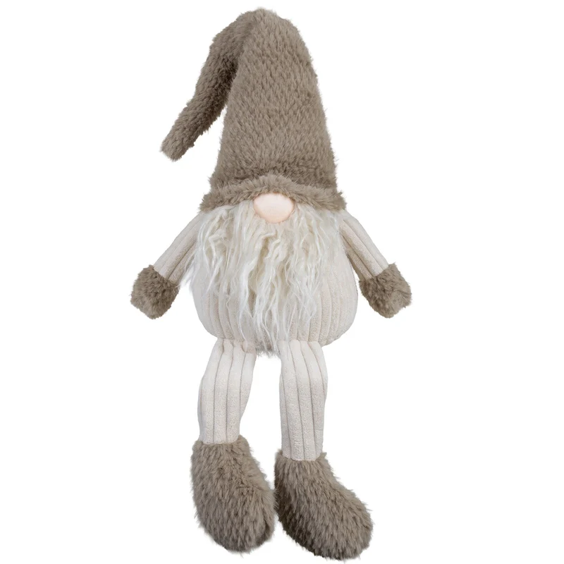 Weihnachtswichtel Kantenhocker 50cm(70cm) 2er Set– 2 Stück Flauschige Gnome mit langem Bart, Zipfelmütze & großen Fellfüßen