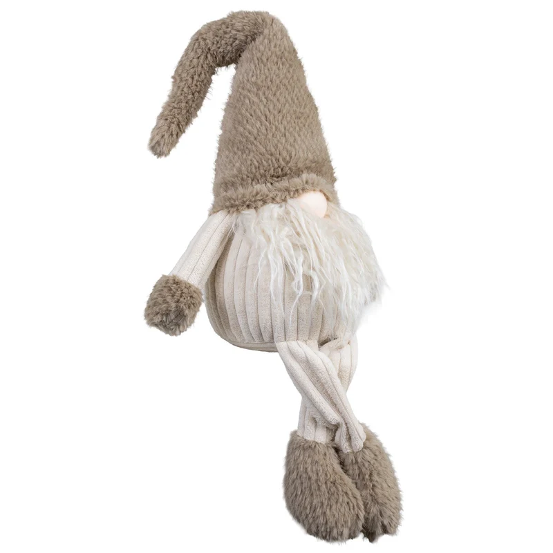 Weihnachtswichtel Kantenhocker 50cm(70cm) 2er Set– 2 Stück Flauschige Gnome mit langem Bart, Zipfelmütze & großen Fellfüßen