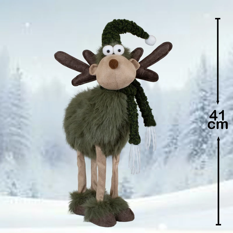 Elch 51cm (68 cm) stehend - süße Weihnachtsfigur für festliche Stimmung