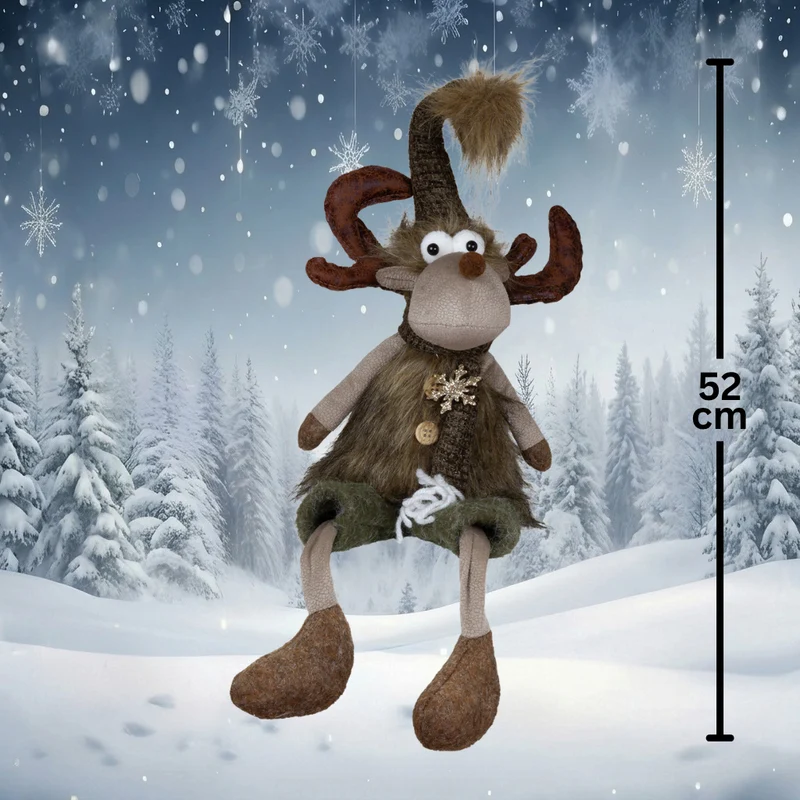 Elch 23cm (52 cm) Kantenhocker - süße Weihnachtsfigur für festliche Stimmung