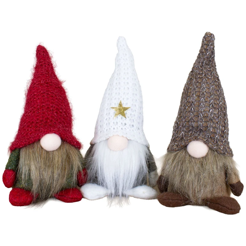 Weihnachtswichtel sitzend 16 cm – 6er Set mit 3 Designs in Rot, Weiß und Braun