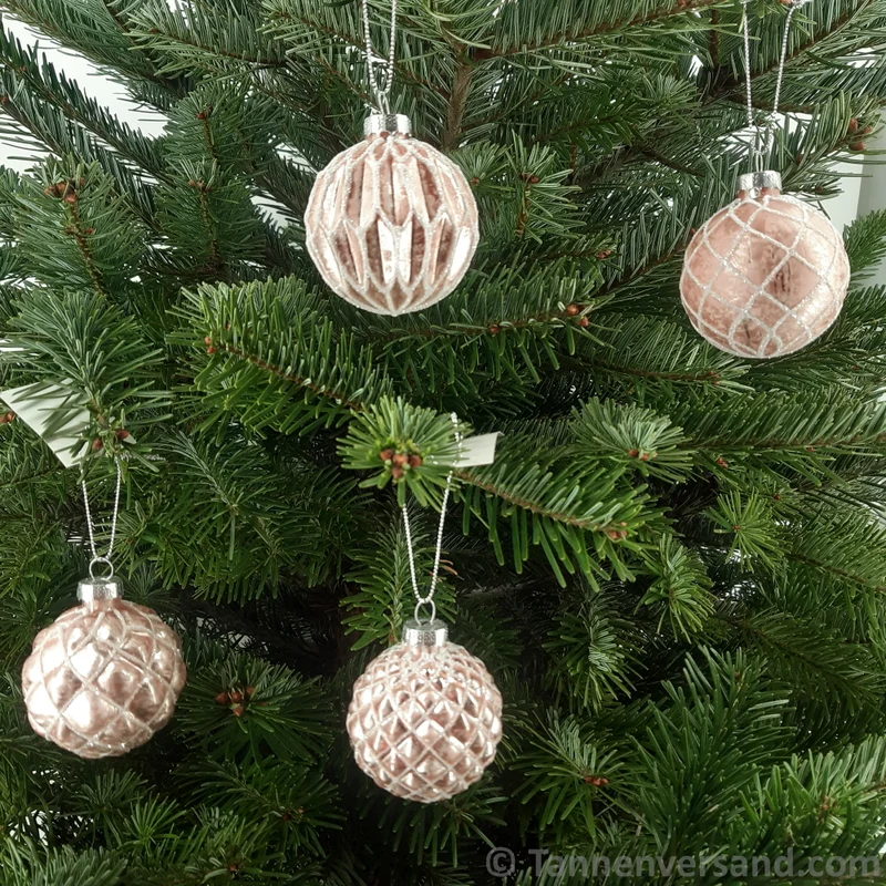 Weihnachtskugel aus Glas Pink Silber 6 cm 12er Set