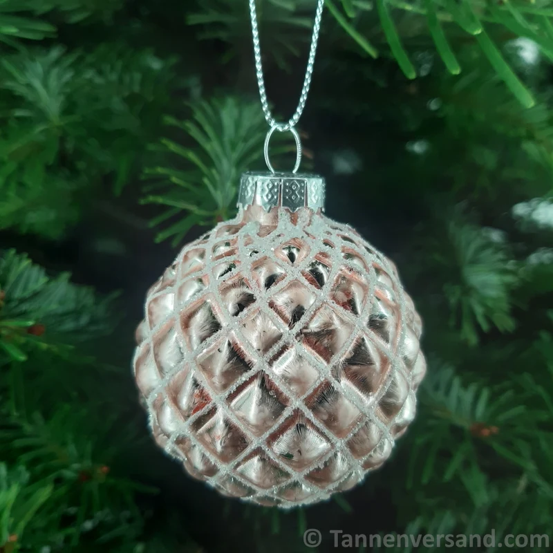 Weihnachtskugel aus Glas Pink Silber 6 cm 12er Set