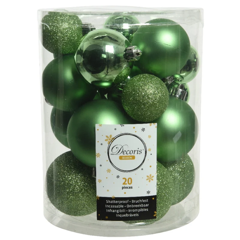 Weihnachtskugel Bruchfest Mistelgrün 4-6 cm Glanz Matt Glitter Mix