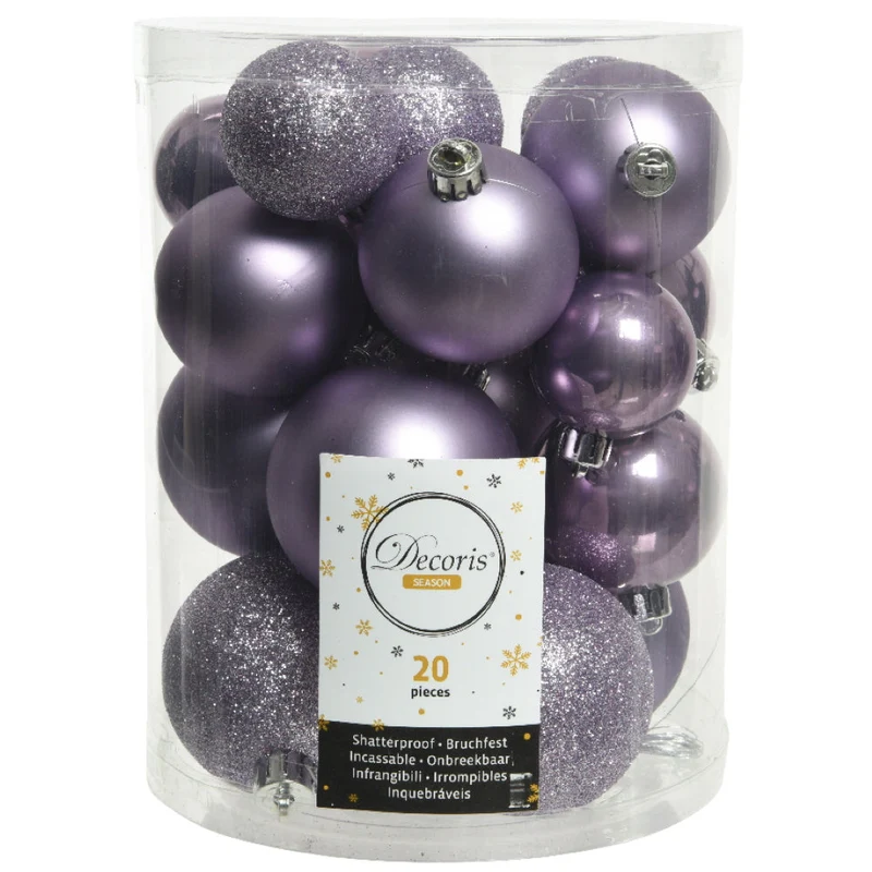 Weihnachtskugel Bruchfest Heidelila 4-6 cm Glanz Matt Glitter Mix