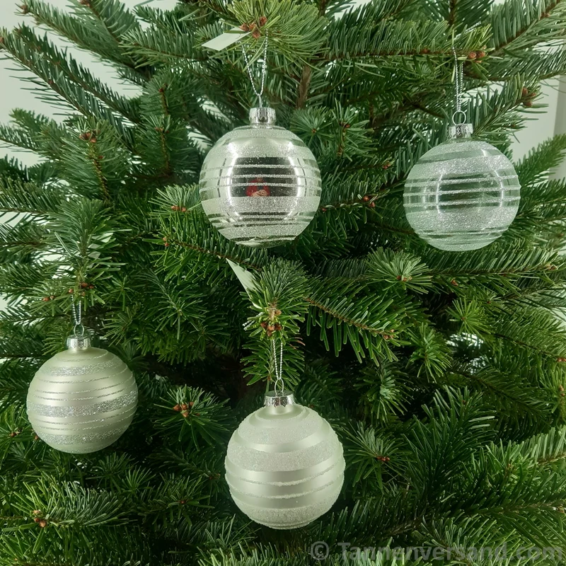 Weihnachtskugel aus Glas Weiß Silber 8 cm 12er Set