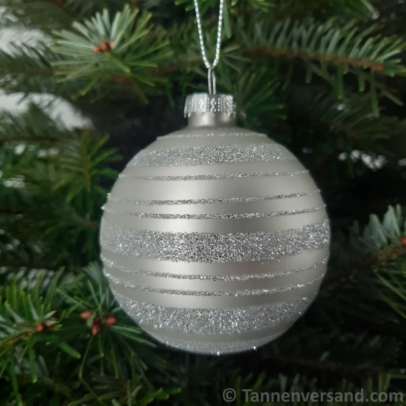 Weihnachtskugel aus Glas Weiß Silber 8 cm 12er Set