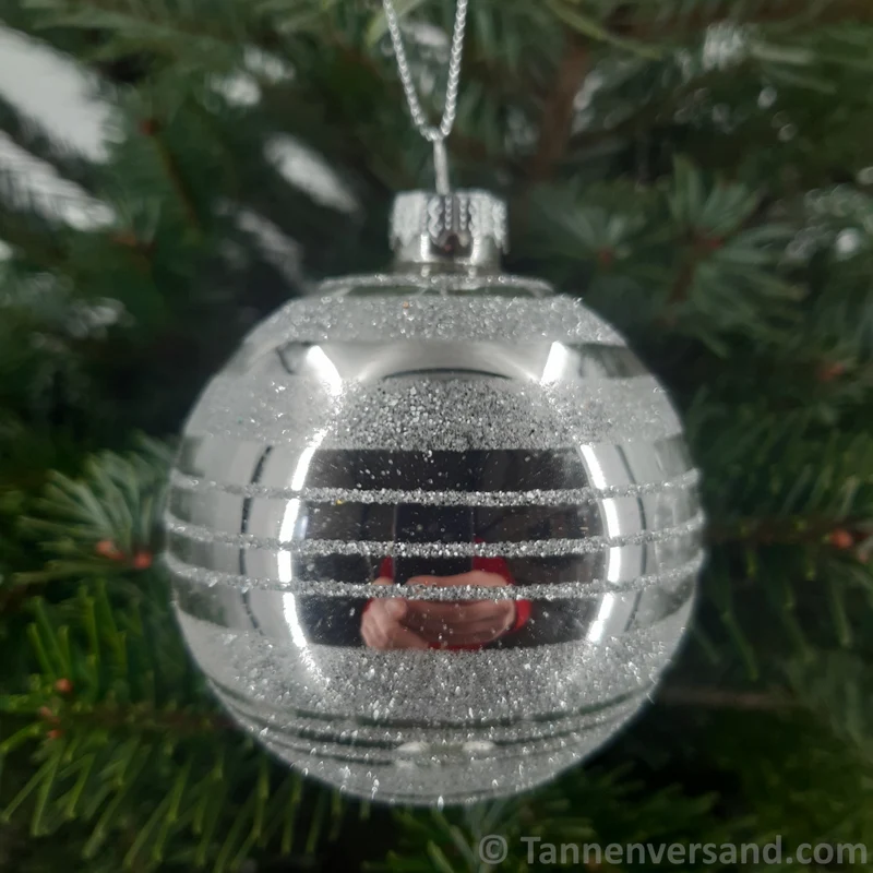 Weihnachtskugel aus Glas Weiß Silber 8 cm 12er Set