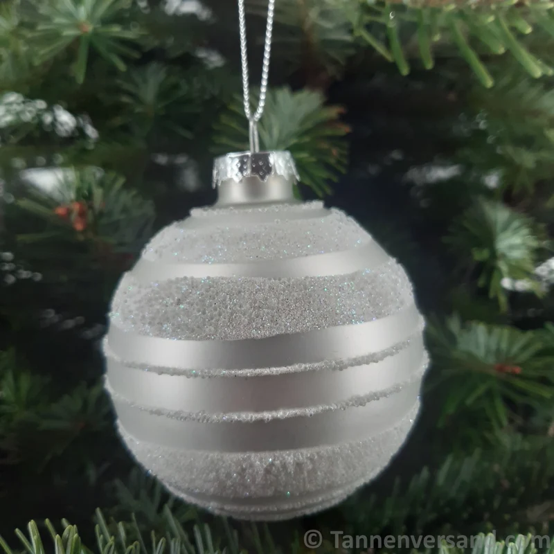 Weihnachtskugel aus Glas Weiß Silber 8 cm 12er Set