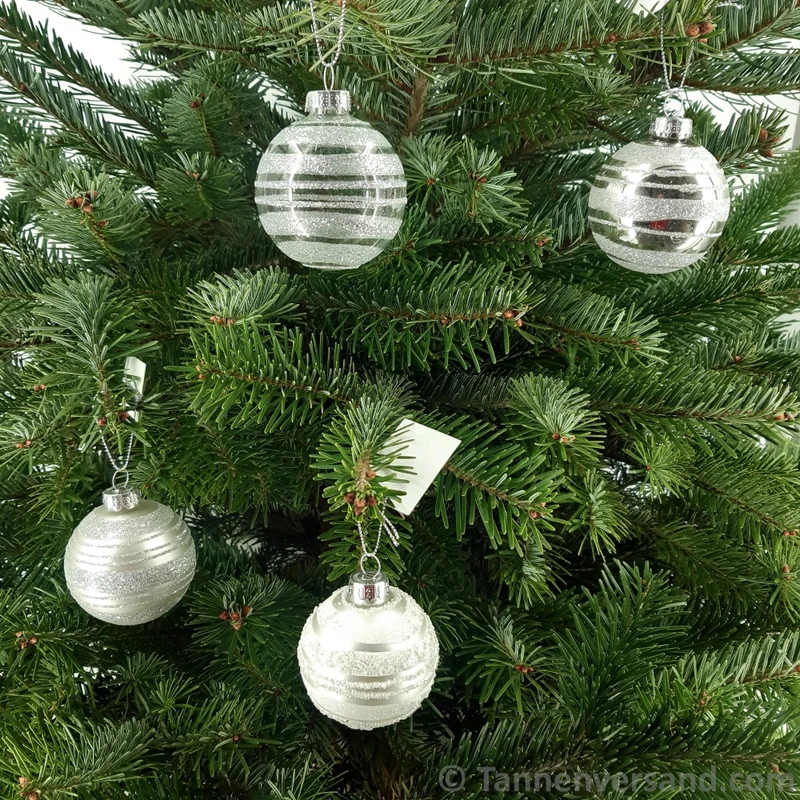 Weihnachtskugel aus Glas Weiß Silber 6 cm 12er Set