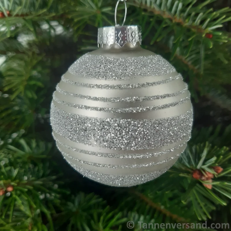 Weihnachtskugel aus Glas Weiß Silber 6 cm 12er Set