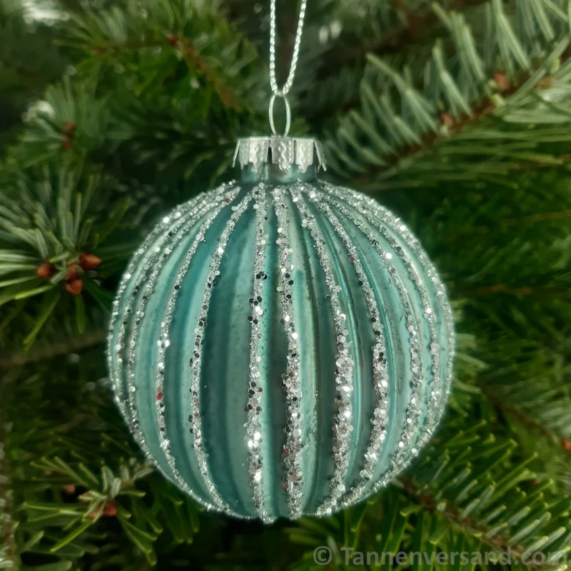 Weihnachtskugel aus Glas Türkis Silber 8 cm 12er Set