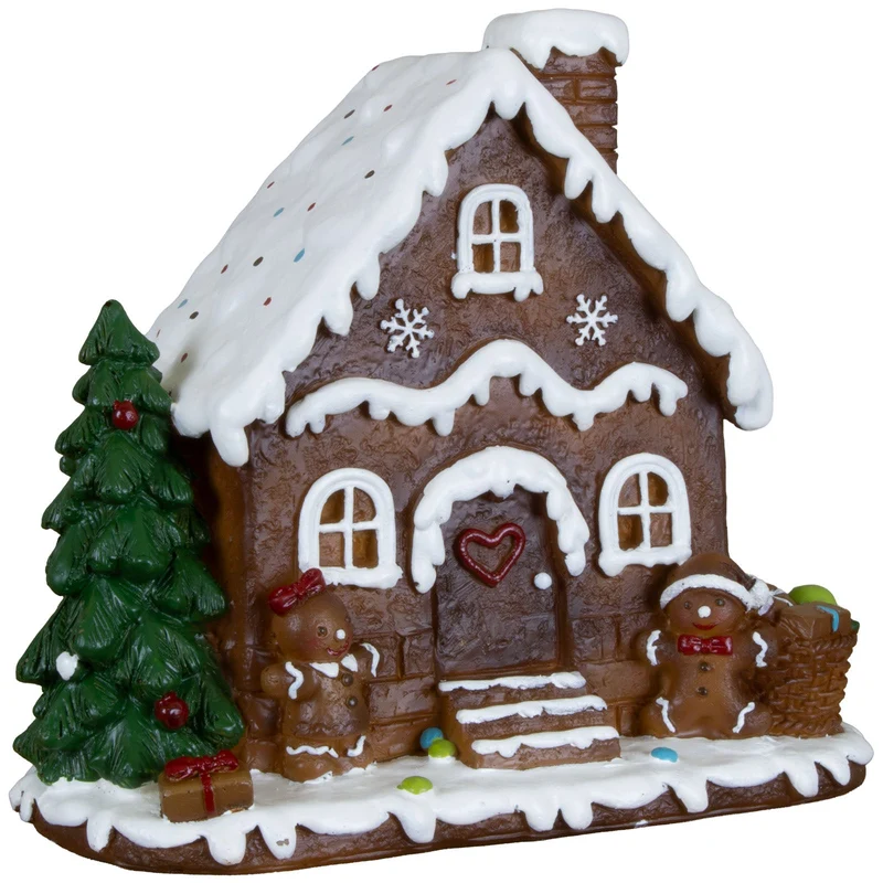 Lebkuchenhaus 14 cm – Handgefertigtes Dekohaus mit Lebkuchenfiguren | Weihnachtsdekoration