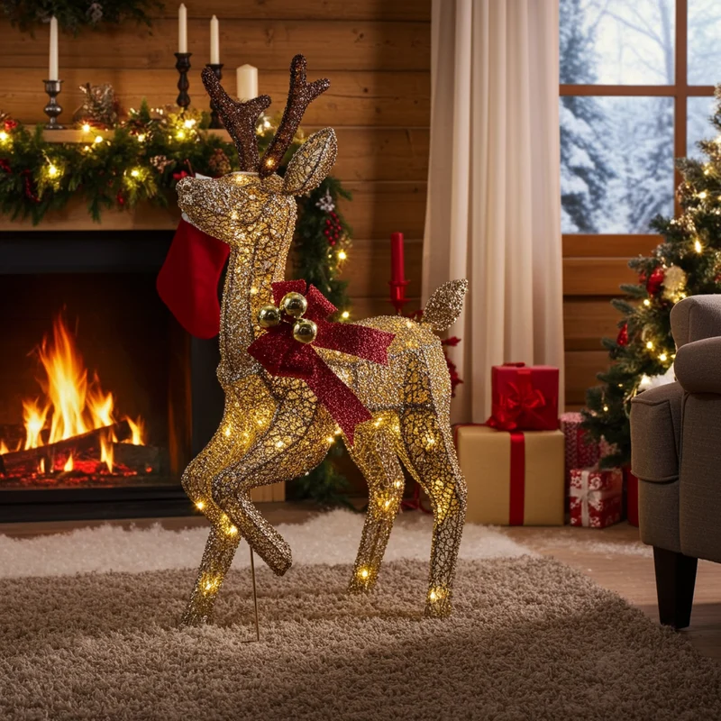 LED Rentier Farbe gold - Größe 80cm - Weihnachtsdeko