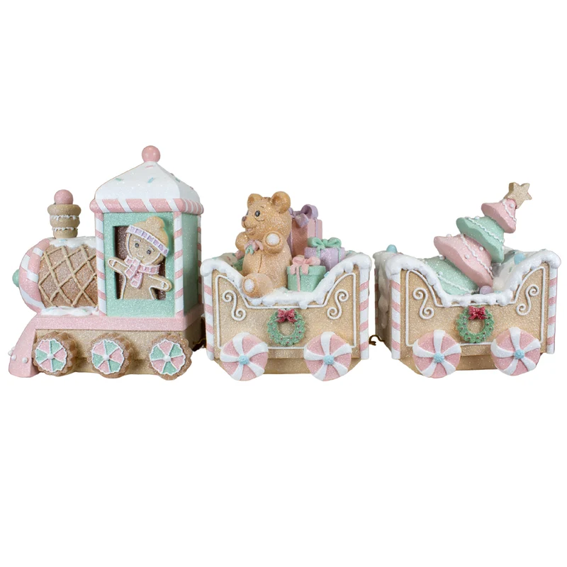 Lebkuchenzug 62cm braun mit Lebkuchenmann und Teddybär