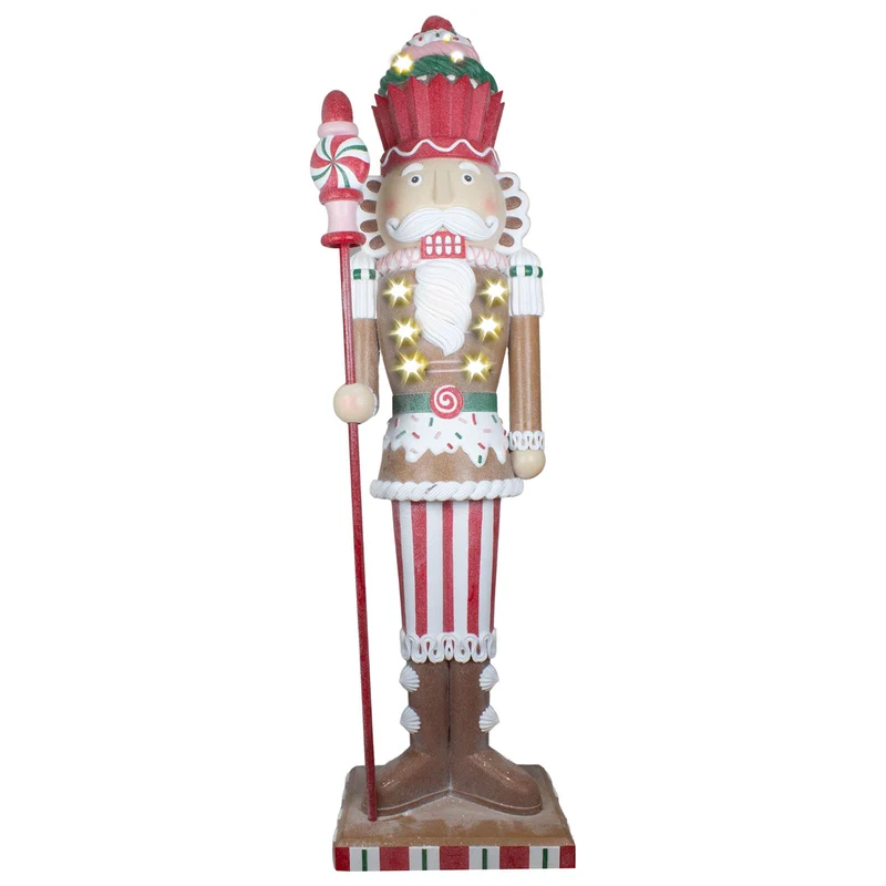 XXL Nussknacker Größe ca.155cm mit LED-Licht / Candy Christmas in braun-rot-grün