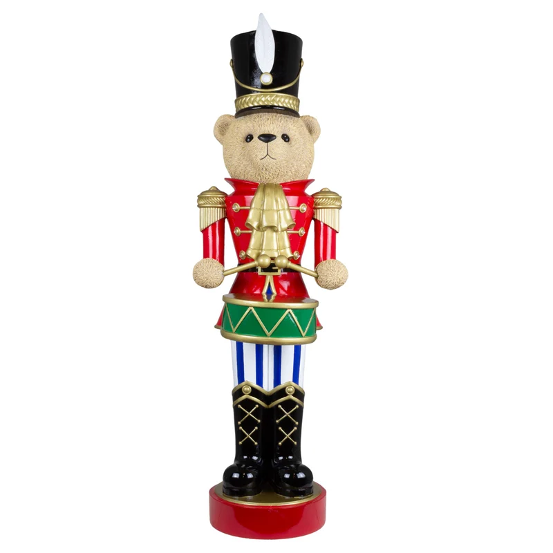 Bär mit Nussknacker-Uniform und Trommel Größe ca.92cm / Farben schwarz-rot-gold-grün