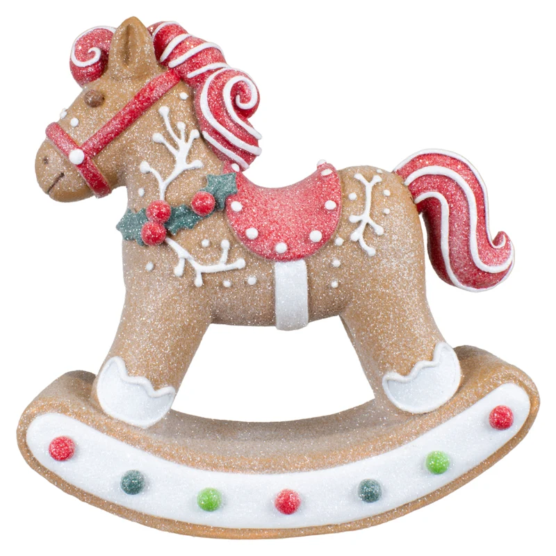 Tischdeko Schaukelpferd Lebkuchen Größe 22cm Dekofigur braun-rot