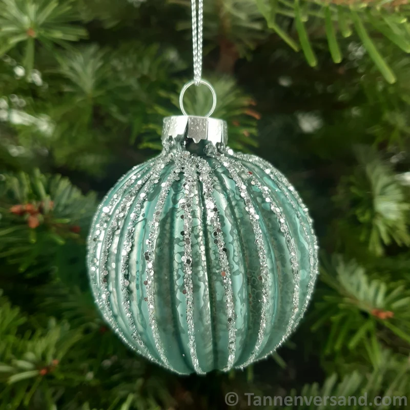 Weihnachtskugel aus Glas Türkis Silber 6 cm 12er Set