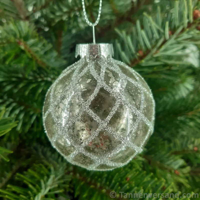 Weihnachtskugel aus Glas Silber 6 cm 12er Set