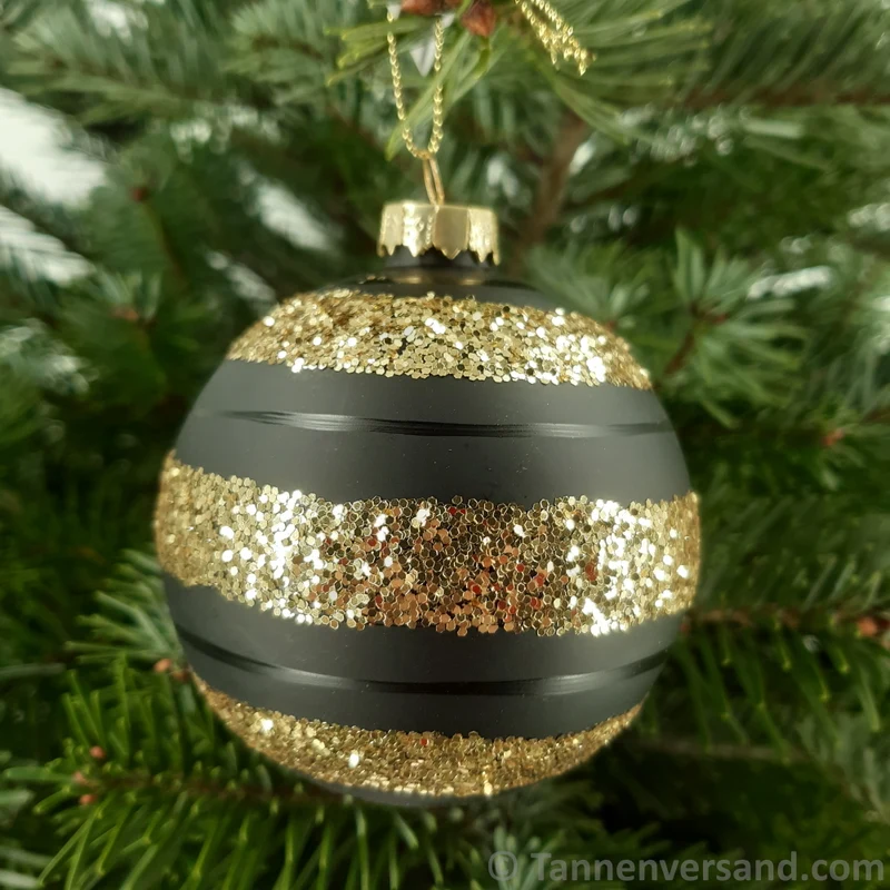 Weihnachtskugel aus Glas Schwarz Gold 8 cm 12er Set