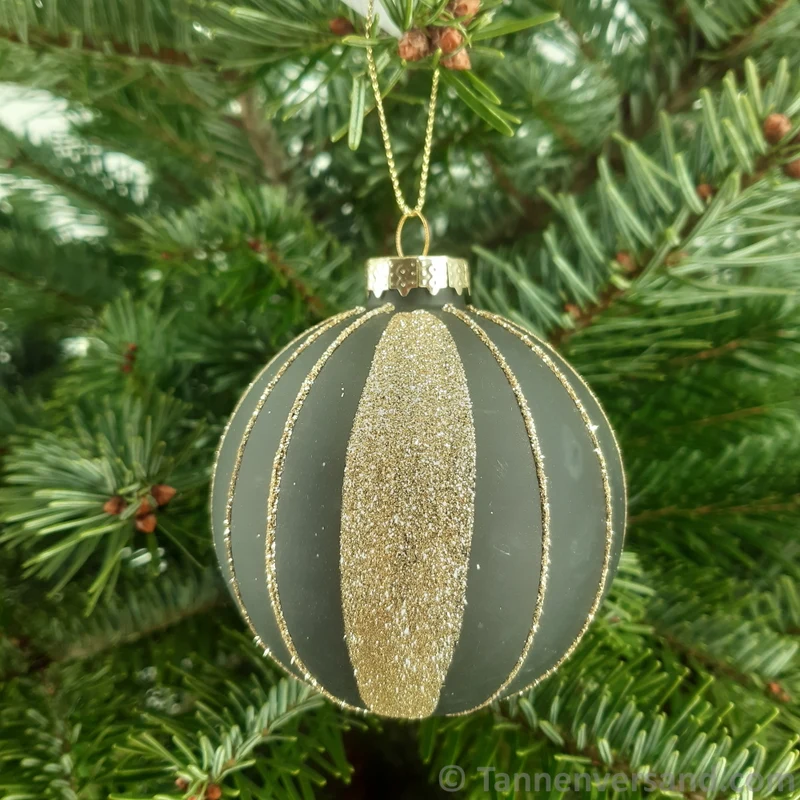 Weihnachtskugel aus Glas Schwarz Gold 8 cm 12er Set