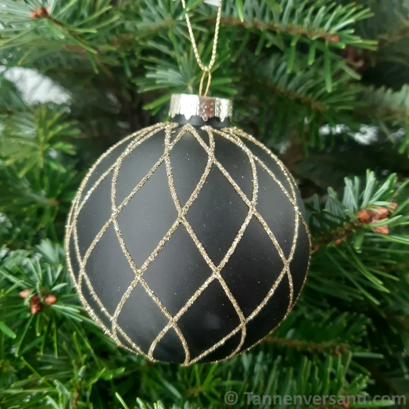Weihnachtskugel aus Glas Schwarz Gold 8 cm 12er Set