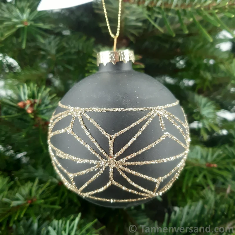 Weihnachtskugel aus Glas Schwarz Gold 8 cm 12er Set