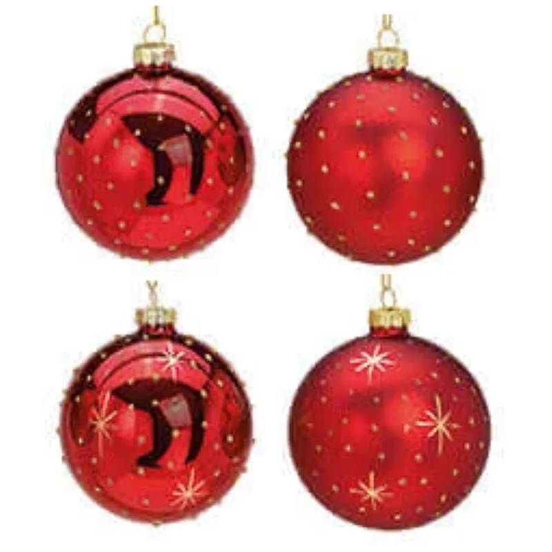 Weihnachtskugel aus Glas Rot Gold 8 cm 12er Set
