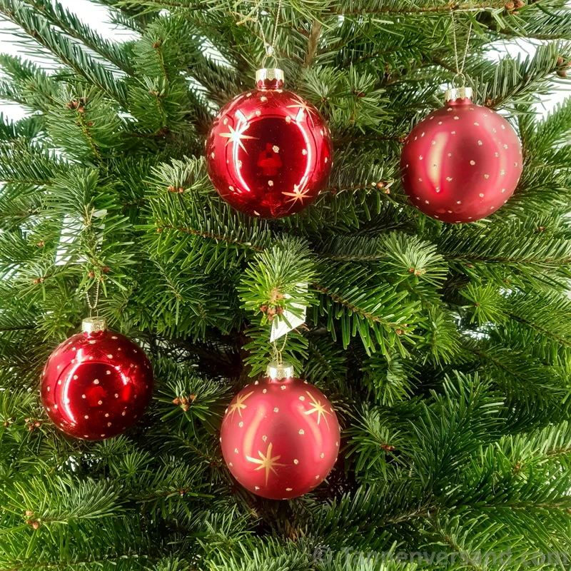 Weihnachtskugel aus Glas Rot Gold 8 cm 12er Set