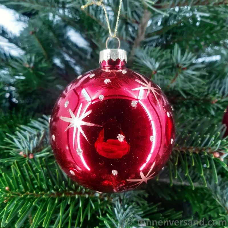 Weihnachtskugel aus Glas Rot Gold 8 cm 12er Set
