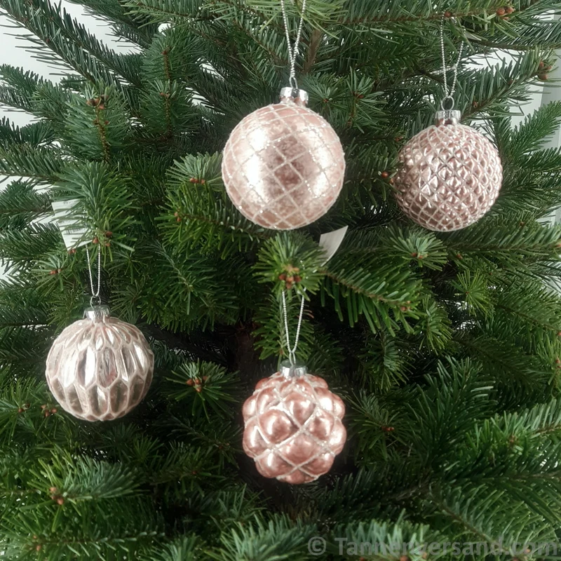 Weihnachtskugel aus Glas Pink Silber 8 cm 12er Set