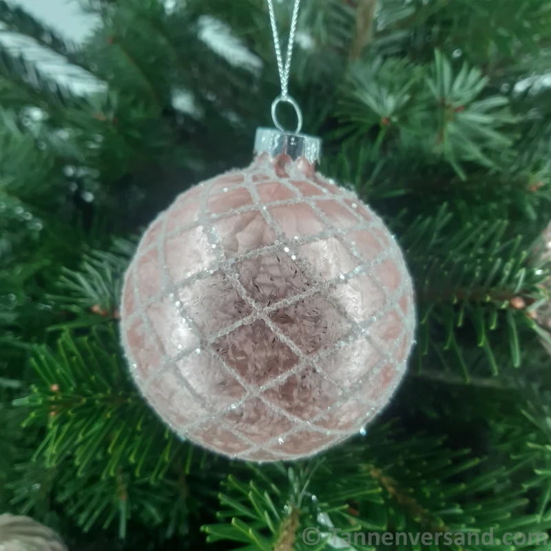 Weihnachtskugel aus Glas Pink Silber 8 cm 12er Set