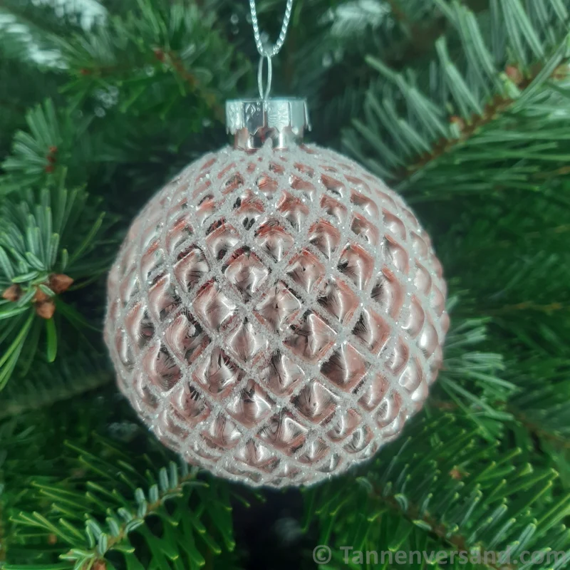 Weihnachtskugel aus Glas Pink Silber 8 cm 12er Set