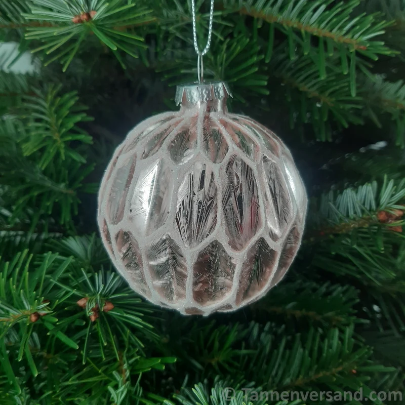 Weihnachtskugel aus Glas Pink Silber 8 cm 12er Set
