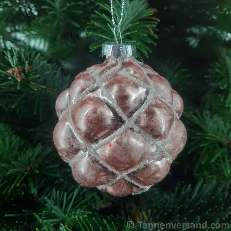 Weihnachtskugel aus Glas Pink Silber 8 cm 12er Set