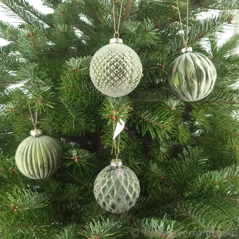 Weihnachtskugel aus Glas Grün Gold 8 cm 12er Set