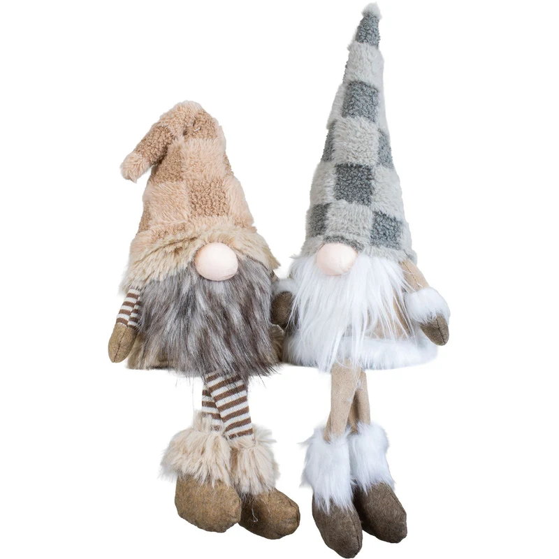 Gnom Kantenhocker 30cm(50cm) 2 Designs – Flauschiger Weihnachtswichtel im winterlichen Look