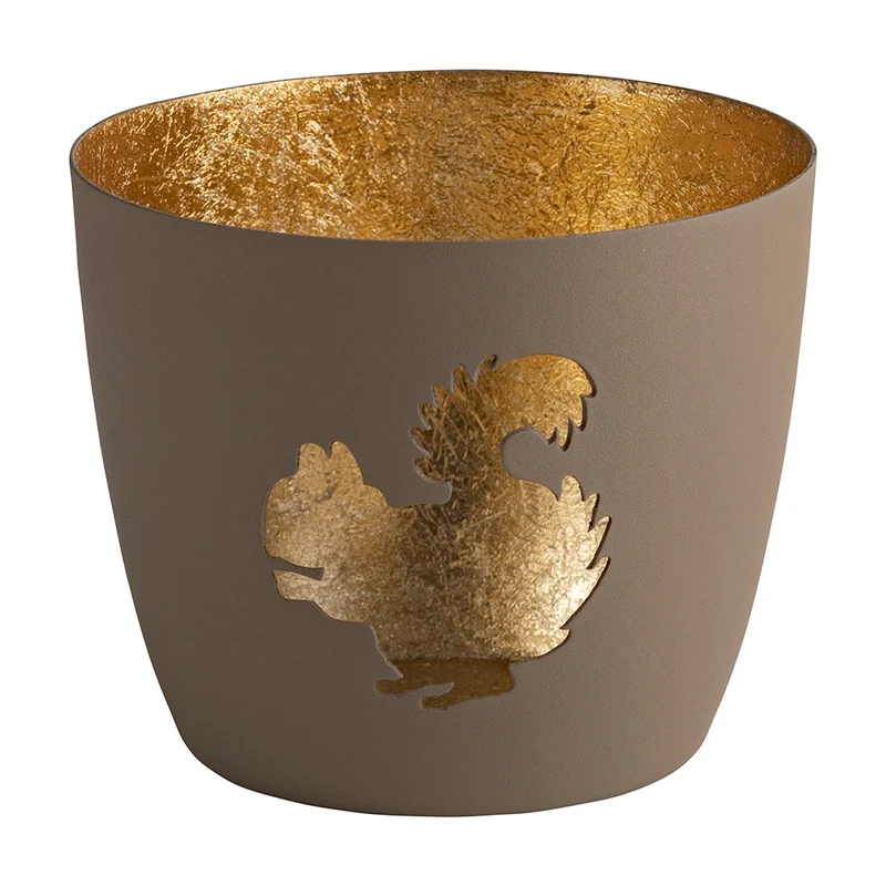 Windlicht Madras Eichhörnchen sandstone-goldfarben mittel