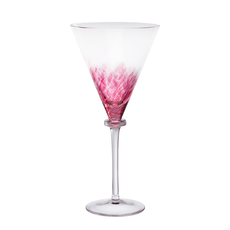 Sektglas Transparent/Pink Handarbeit Höhe ca. 23cm