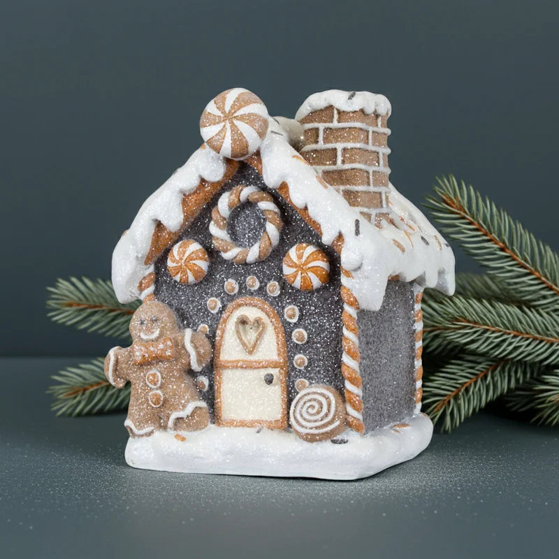 Lebkuchenhaus 12cm dunkelgrau