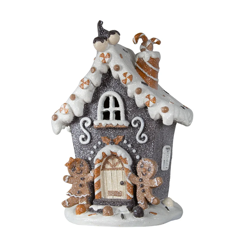 LED Lebkuchenhaus 20cm dunkelgrau