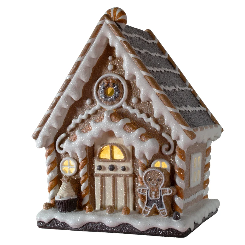 LED Lebkuchenhaus 25cm braun
